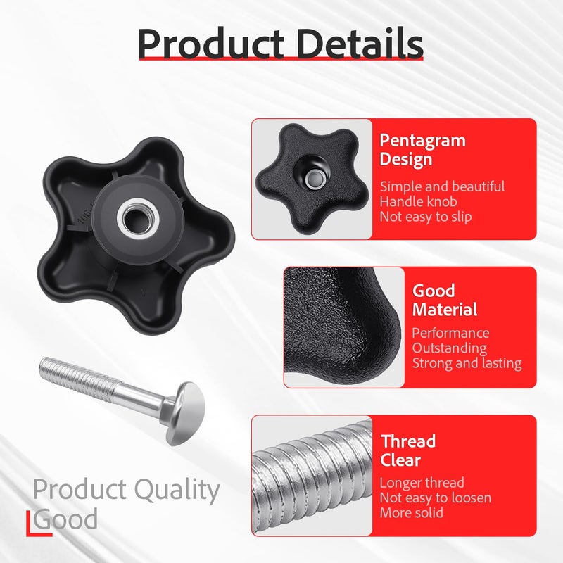 KLMHT Handle Knob and Screw Bolt Washer Kit Fits Toro Lawn Mowers/Snow Blowers 92-2260 and 107-3844,106-4161 for Repair Snow throwers and Lawn mowers Parts (2 Pack) - Image 3